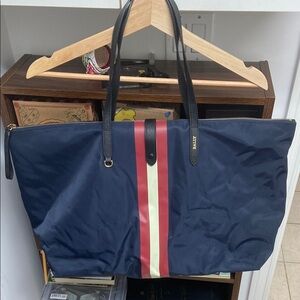 Bally Navy and Red Stripe Travel Bag with Removable Tote Bag